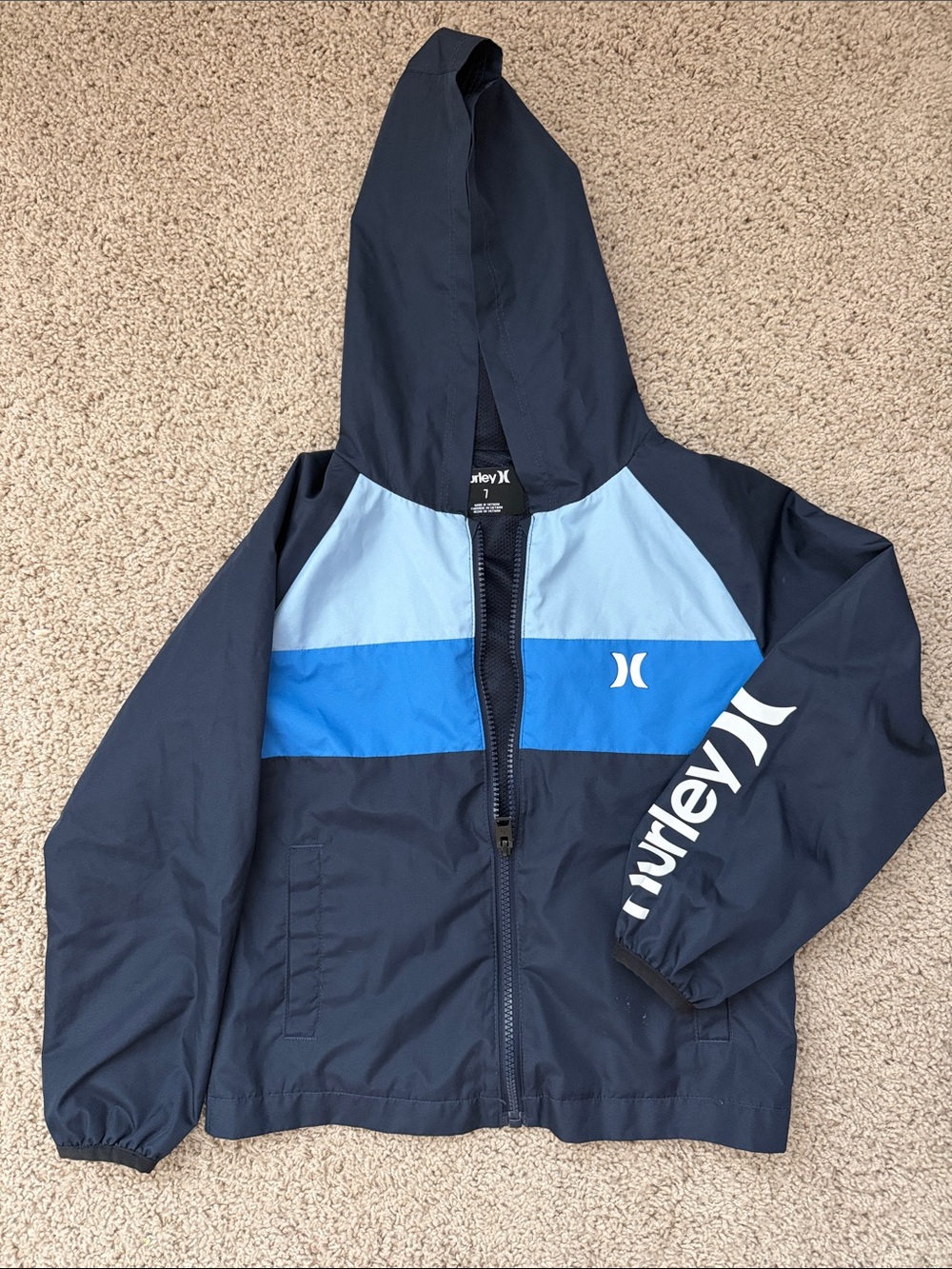 Hurley Kids Navy, Royal & Light Blue Colorblock Hooded Jacket